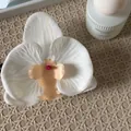 Elegant white chiffon orchid flower banana hair clip for stylish ponytail styling. - White Flower