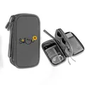 Borsa per accessori digitali portatile grigia ad alta capacità con stampa Smile - Girasole / Grigio scuro