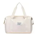 Cream white large capacity travel bag for short business trips and gym storage needs. - Beige
