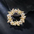 Elegant gold-tone alloy brooch with butterfly floral wreath and sparkling rhinestones - Gold Wreath