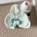 Chiffon orchid flower banana hair clip in soft light green for high ponytail styling. - Green Flower
