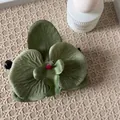 Elegant green chiffon orchid flower banana hair clip for high ponytail styling - Dark Green Flower