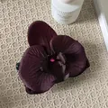 Elegant dark purple chiffon orchid flower banana hair clip for high ponytail styling - Dark Purple Flower