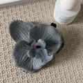 Elegant large grey chiffon orchid flower banana hair clip for stylish high ponytail - Grey Flower
