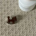 Handmade brown rocking horse brooch with Song brocade texture for New Chinese style outfits - Flocked Coffee Pony