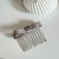Elegant satin bow hair comb for organizing hair, classic neutral brown finish - Champagne Bow Hair Comb