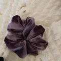 Elegant dark purple velvet scrunchie hair tie for premium Korean style hair accessories - Large Scrunchie / Purple