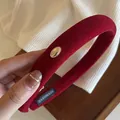 Cerchietto rosso vino retrò a coste con targhetta dorata e etichetta fatta a mano - Stile Etichetta Dorata a Righe (9#) / 1,5 cm di larghezza