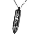 Matte black bullet cremation urn necklace with silver dragon engraving and chain - Bullet Pendant (2167588746) / Black and Silver (Dragon Pattern)