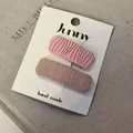 Süße rosa Stoff-Haarspangen-Set mit plissierten und gewebten Texturen für Mädchen - Rosa Gestreift Haarnadel Paar (17#) / Ein Paar / Rosa