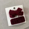 Süßes burgunderrotes Set aus gestrickter Schleife und gerippter Haarspange für Mädchen - Wollschleife Plissierte Haarnadel (22#) / Ein Paar / Rot