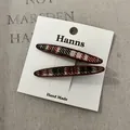 Süße rote karierte bestickte handgefertigte Haarspangen für Mädchen 2er-Set - Gestreifte Karierte Lange Haarnadel (33#) / Ein Paar / Rot Weiß Kariert