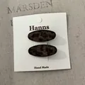 Handgefertigte ovale Haarklammern mit Leopardenmuster aus Kunstpelz auf weißer Karte - Velours Ovale Haarnadel mit Leopardenmuster (28#) / Ein Paar / Leopardenprint