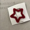 Handgefertigte rote gestrickte Stern-Haarklammer für Kinder und Damen, Haarschmuck - Rote Lammwolle Stern Haarklammer (32#)