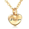 Gold heart-shaped stainless steel memorial cremation urn necklace for pet ashes keepsake - Gold