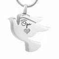 Pendentif de crémation colombe en acier inoxydable gravé avec Opa et motif de cœur - Style Opa