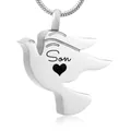 Collier urne funéraire colombe argentée pour fils en acier inoxydable poli durable - Style SON