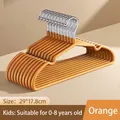 Set of premium non-slip orange children hangers for 0-8 years old kids, size 29x17.8cm. - Small Child Style (0-8 Years Old) / 29x17.8cm / Vibrant Orange