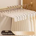 Modern nonslip pants hangers with clips for skirts in elegant ice white color finish - Adjustable Clip Style / 10 Pieces Pack / Ice White