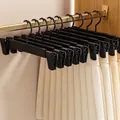 Durable obsidian black non-slip pant hangers with strong clips for skirts and trousers - Adjustable Clip Style / 10 Pieces Pack / Midnight Black