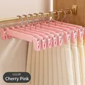 Cherry blossom pink non-marking skirt hanger with adjustable clips for closet storage - Adjustable Clip Style / 10 Pieces Pack / Sakura Pink