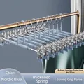 Nordic blue metal pants hangers with non-slip clips for skirts and trousers. - Upgraded / Nordic Blue