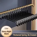 Obsidian black non-marking pants hangers with adjustable metal clips for skirts - Upgraded / Midnight Black
