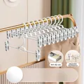 White non-slip pants hanger with adjustable clips and space-saving design - Upgraded Silicone Thickened Linkable Style / Cream