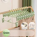 Green space-saving pants hangers with adjustable anti-slip clips for skirts and trousers - Upgraded Thickened Silicone Style / Mint Green