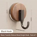 Modern walnut wood grain suction cup hook in black finish, single pack for bathroom - 1 Piece / Wood Grain Black