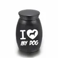 Small black pet cremation urn for dogs with heart paw memorial design - 25mm*16mm / Black