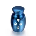 Urna de cremación azul para mascotas con huellas blancas, recuerdo. - Azul (25*16mm)