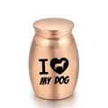 Small rose gold keepsake urn for pet ashes featuring an 'I LOVE MY DOG' design motif - 25mm*16mm / Rose Gold