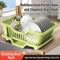Modern light green plastic dish drying rack with drainage tray for kitchen counter - Matcha Green