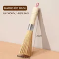 Handmade natural bamboo pot brush with durable wooden handle for kitchen cleaning, 25cm length - Flat Cut Style / 1 Piece