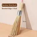 Natural bamboo pot brush with ergonomic wooden handle for effective kitchen cleaning - Slanted Cut Style / 1 Piece