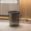 Cubo de basura de plástico gris transparente con diseño de textura acanalada vertical - Mediano Gris Transparente