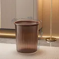 Cubo de basura grande de plástico marrón transparente con diseño estriado - Grande Marrón Transparente