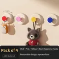 Juego de 4 ganchos de ventosa de ABS de colores para organizar las paredes de baño y cocina - Juego de 4 / Rojo Amarillo Azul Rosa