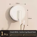 Durable creamy white round vacuum suction cup hook for bathroom and kitchen towels - 1 Piece / Cream