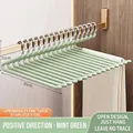 Duurzame antislip Z-vormige roestvrijstalen broekhanger in muntgroene kleur voor de kast - Verbeterde Verdikte en Verlengde Stijl / Muntgroen