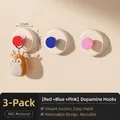 Juego de 3 ganchos de ventosa de colores rojo azul y rosa para el baño o la cocina - Juego de 3 / Rojo Azul Rosa