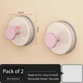 Juego de 2 ganchos con ventosa de ABS rosa flor de cerezo para montaje en pared sin taladrar - 2 Piezas/Juego / Rosa