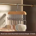 Space-saving solid wood multi-hook hanger for camisoles and bras with 8 metal hooks - Natural Wood Color