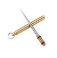 Portable brass toothpick with stainless steel needle and keyring for outdoor use - Brass Integrated Toothpick