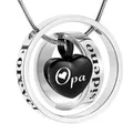 Black heart cremation necklace with Opa engraving for grandfather memorial jewelry - Opa (Opa)