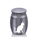 Elegant small gray pet cremation urn featuring a distinct white cat silhouette detail. - 30mm x 40mm / Black