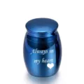 Urna de cremación para mascotas en acero azul 30x40mm grabada con Always in my heart - Azul (30*40MM)