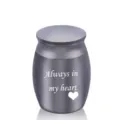 Pequeña urna de metal gris para cenizas de mascotas con grabado Always in My Heart - Negro (30*40MM)