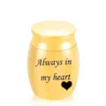 Urna de recuerdo dorada para mascotas con grabado Always in My Heart y corazón. - Dorado (30*40mm)